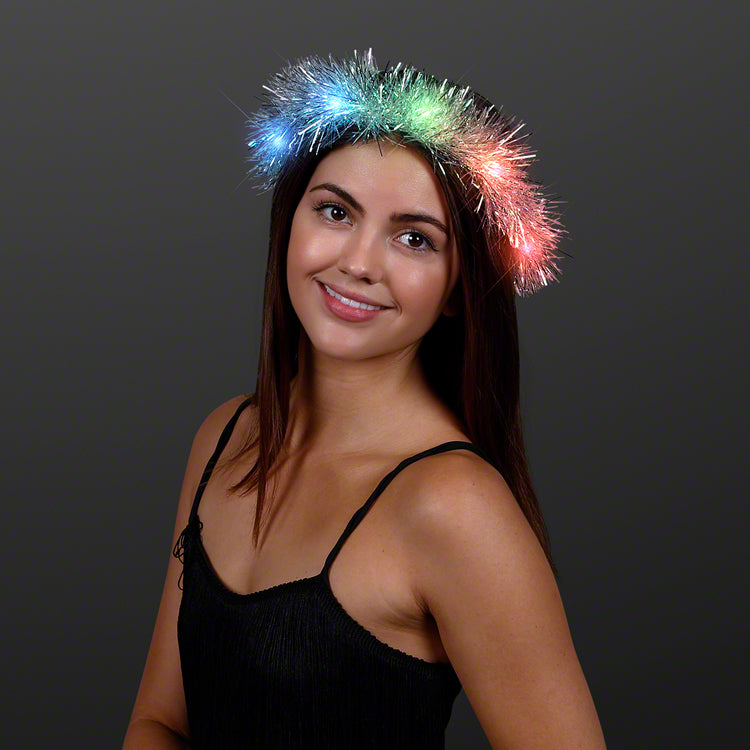 Tinsel Light Up Halo Crown Headband