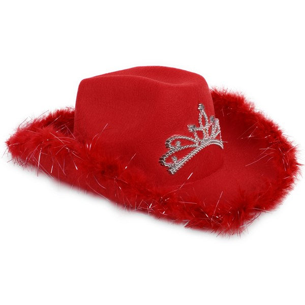 LED Red Cowboy Hat with Tiara