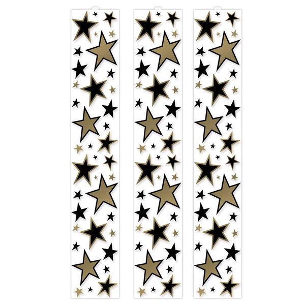 Gold & Black Star Decoration Panels (3 Per pack)