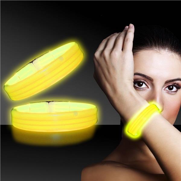 Yellow Triple Wide Glow Bracelets (25 Per pack)