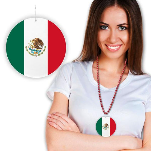 Mexican Flag Plastic 2 1/2" Medallion