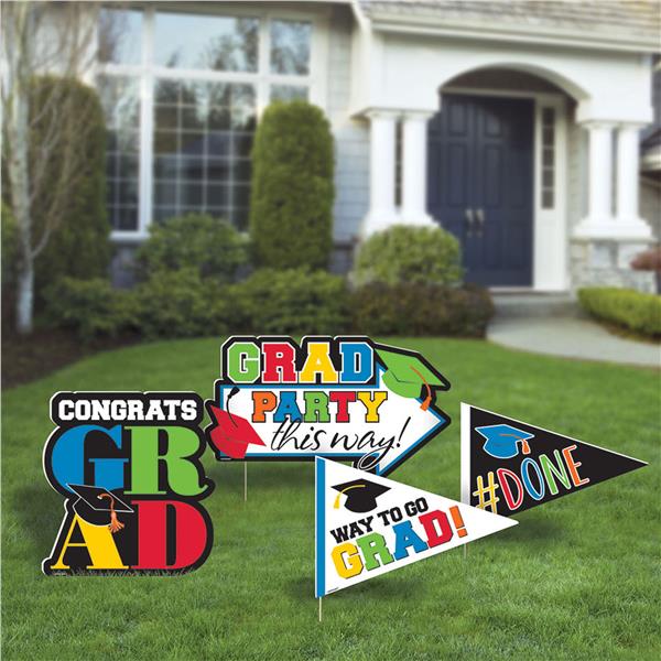 Congrats Grad Corrugated Yard Stakes (4 per pack)