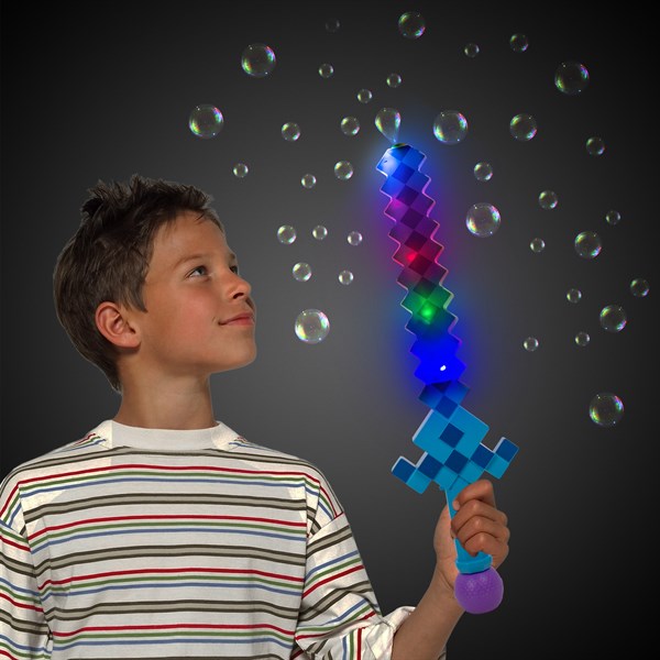 LED Blue Pixel Bubble Wand