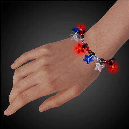 LED Patriotic Star Bead Bracelet