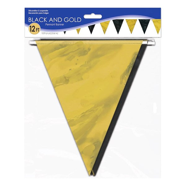 Black & Gold Pennant Banner