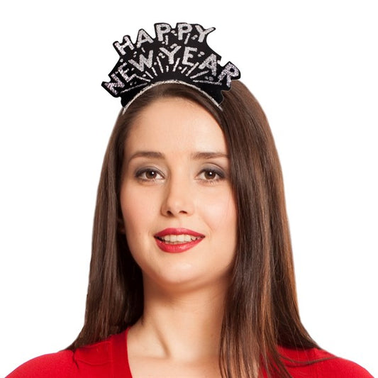 Happy New Year Black & Silver Tiaras (12 Per pack)