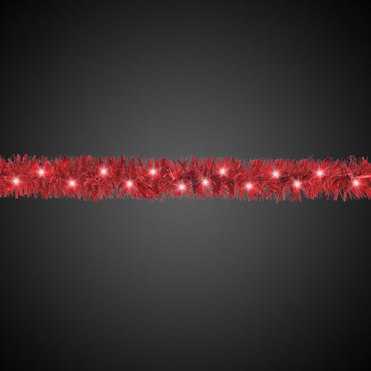 LED Red Tinsel 9' Garland