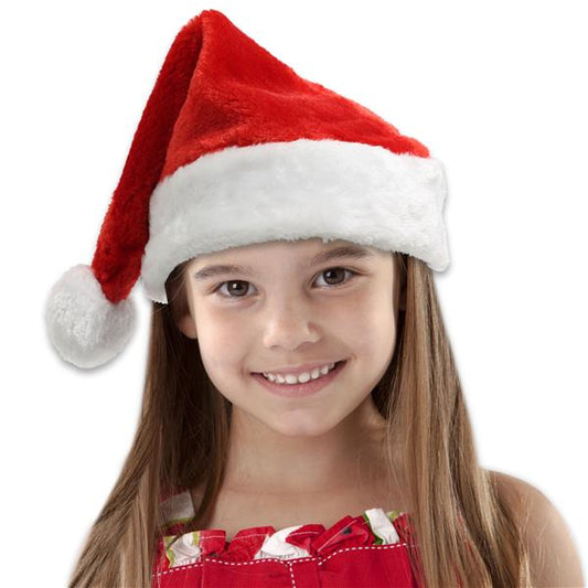 Child Size Plush Santa Hats (12 Per pack)