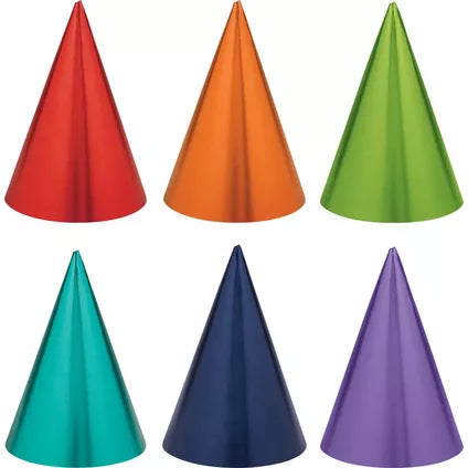 Metallic Rainbow Celebration Party Hats 12ct