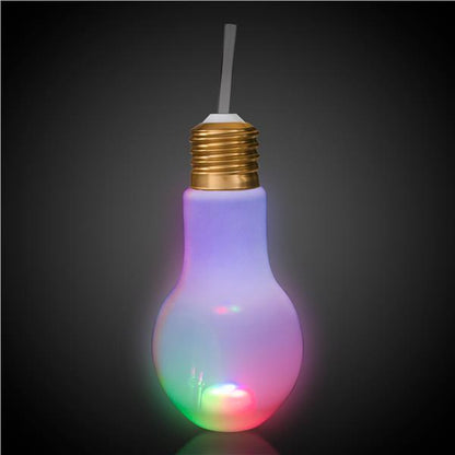 LED Light Bulb Cup with Lid & Straw