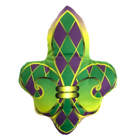 9 1/2" Purple, Green and Gold Plush Fleur de Lis (Each)