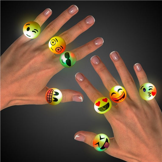 LED Emojicon Jelly Rings (24 Per pack)