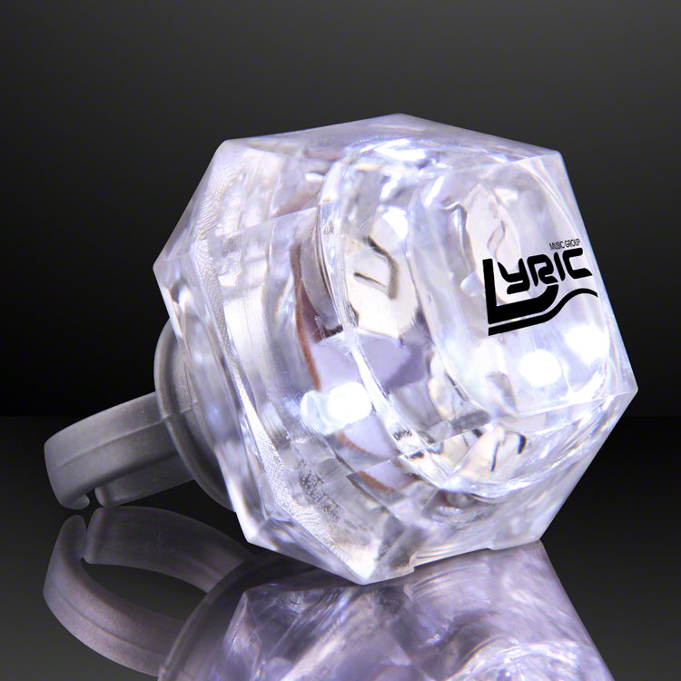 White Princess-Cut Huge Diamond Lighted Rings