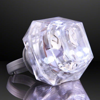 White Princess-Cut Huge Diamond Lighted Rings