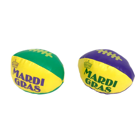 4" Mardi Gras Vinyl Football - 2 Colors (Dozen)