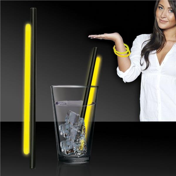 Yellow Glow 9" Straws & Bracelets (25 Per pack)