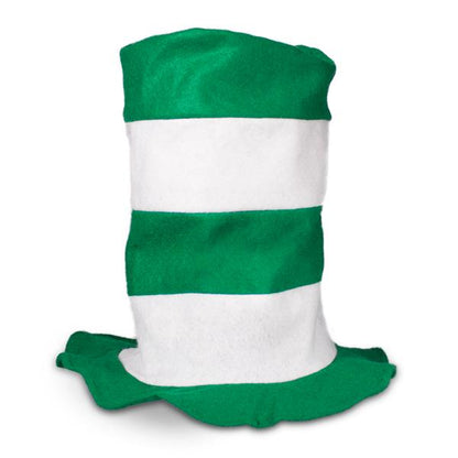 Green & White Striped Stove Pipe Hat