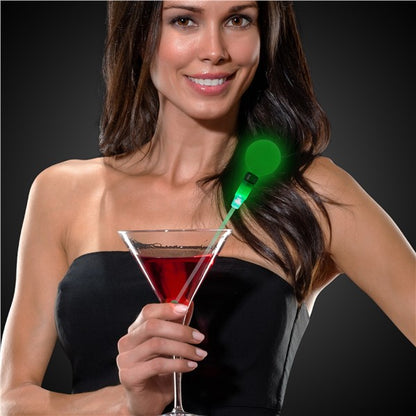 LED Green Circle Cocktail Stirrers (12 Per pack)