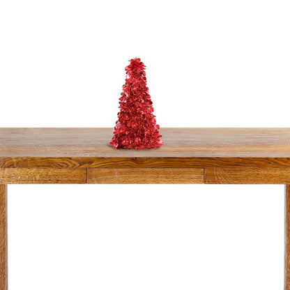 Red Tinsel Tree 10" Centerpiece