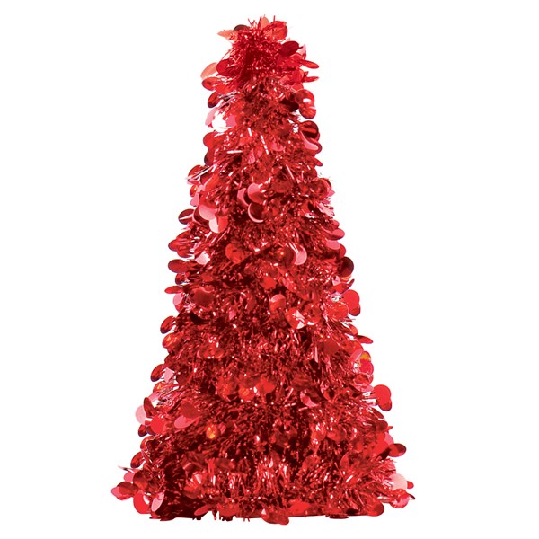 Red Tinsel Tree 10" Centerpiece