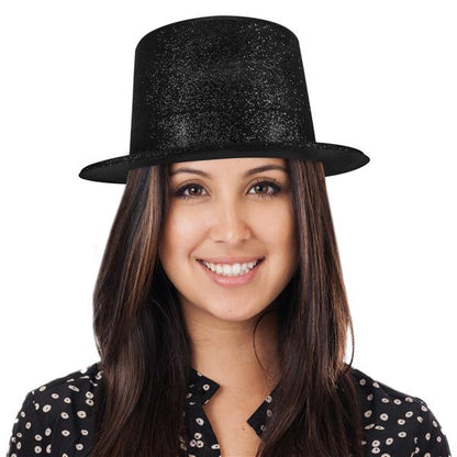 Black Glitter Top Hat