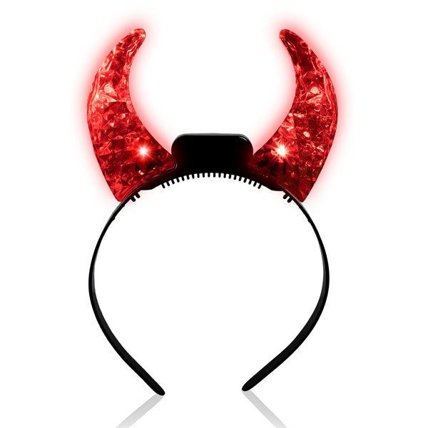 LED Red Crystal Devil Horns Headband