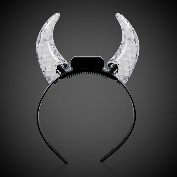 LED Red Crystal Devil Horns Headband