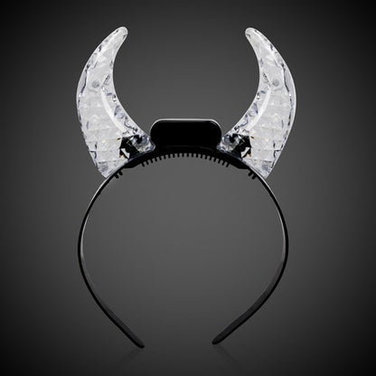 LED Red Crystal Devil Horns Headband