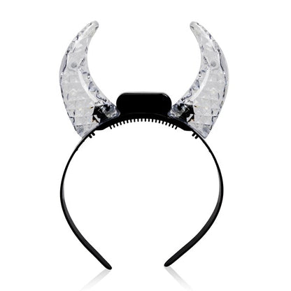 LED Red Crystal Devil Horns Headband