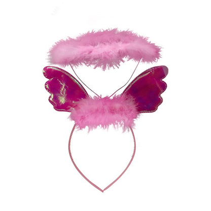 LED Pink Plush Angel Headband