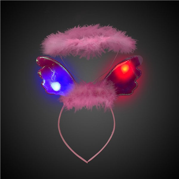 LED Pink Plush Angel Headband