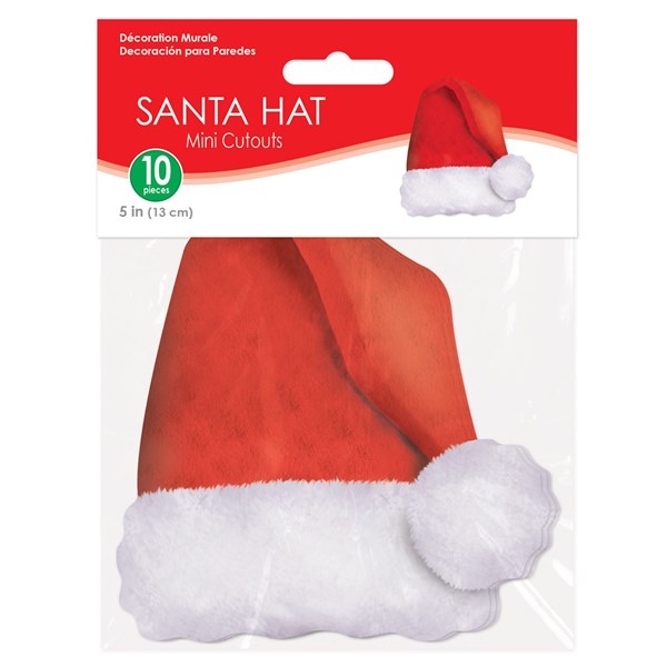 Mini Santa Hat Cutouts (10 Per pack)