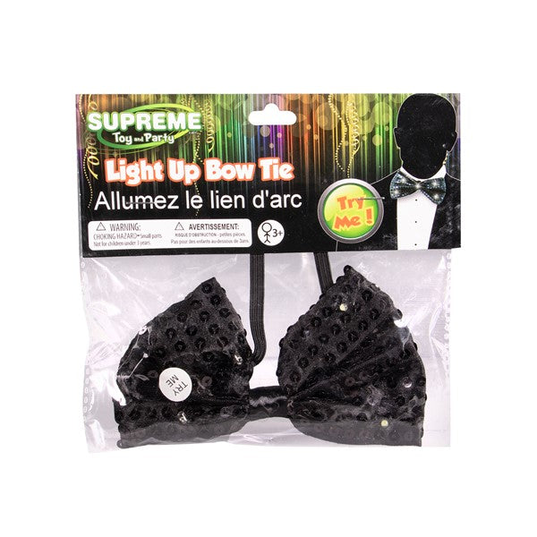 LED Black Sequin Bow Tie