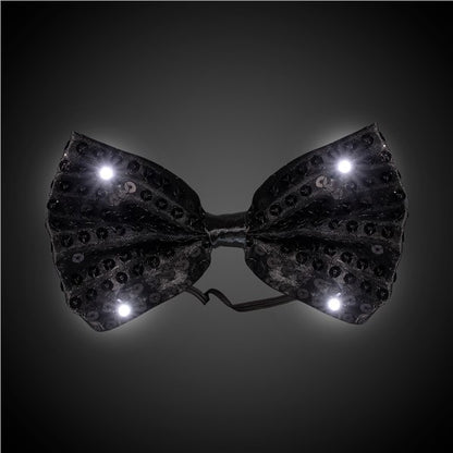 LED Black Sequin Bow Tie