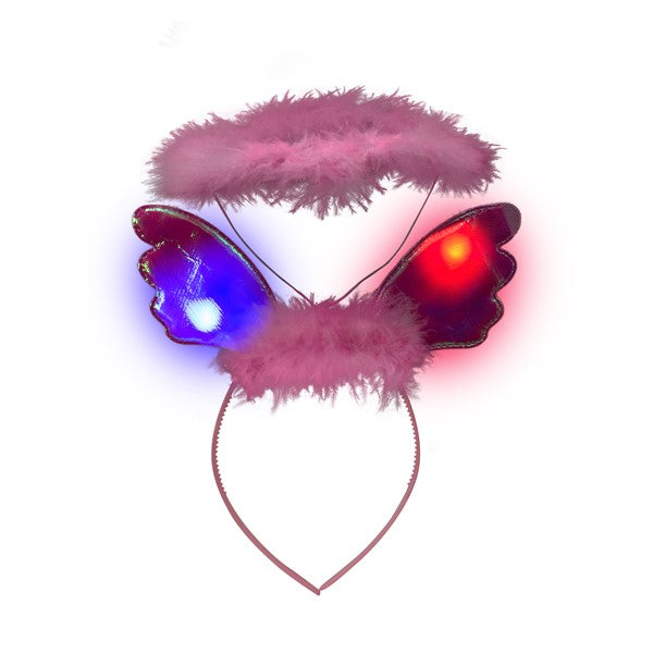 LED Pink Plush Angel Headband