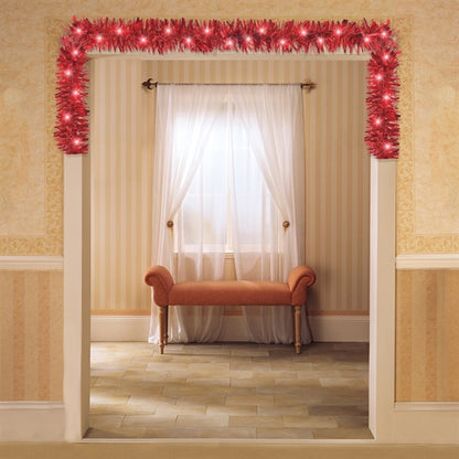 LED Red Tinsel 9' Garland