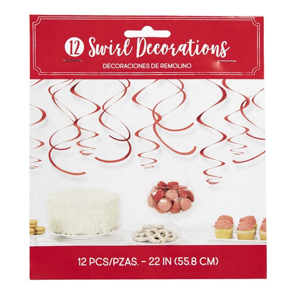 Red Swirl Decorations (12 Per pack)