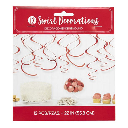 Red Swirl Decorations (12 Per pack)