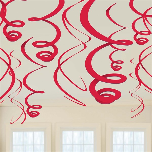 Red Swirl Decorations (12 Per pack)