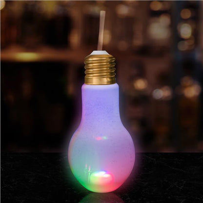 LED Light Bulb Cup with Lid & Straw