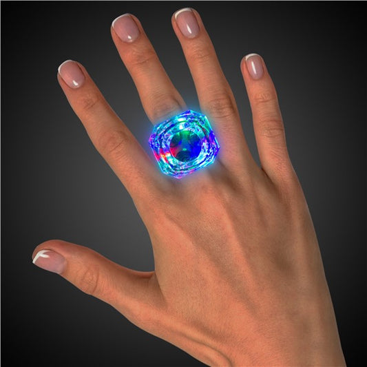 LED Multi-Color Diamond Rings (12 Per pack)