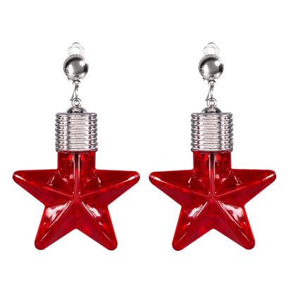 LED Red Star Clip-On Earrings