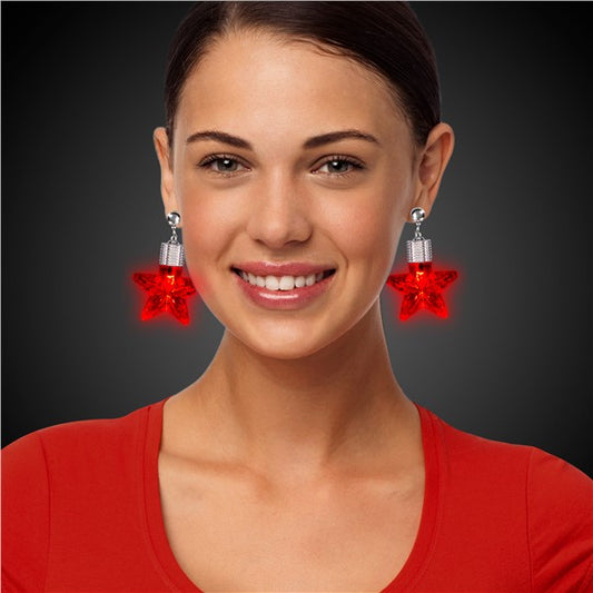 LED Red Star Clip-On Earrings