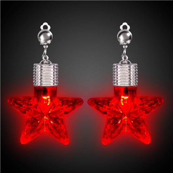 LED Red Star Clip-On Earrings