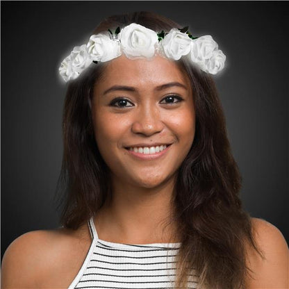 LED White Roses Halo Headband